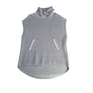 RACHEL COLE SZ LG Waffle Knit Cowl Neck Tunic Sweater Gray Quiet Luxury